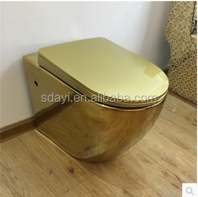 China Golden Hidden Toilet Seat Bathroom Gold Plated Toilet Ceramic Sanitary Sink Accessories WC Manufacturer Toilet Cistern Ware Luxury for sale