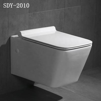 China Hidden Ceramic Tank Toilet Bowl Rimless Wall Hung Wall Mounted Toilet Bathroom Toilet Set for sale