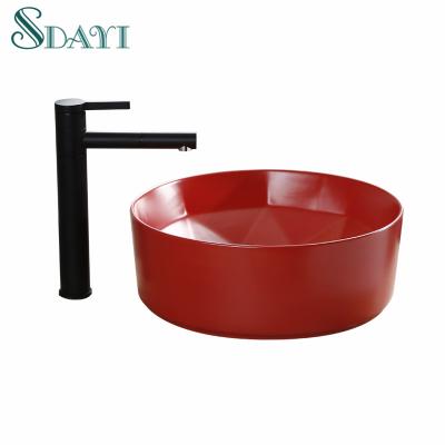 China Modern Ceramic Toilet With Red Color Bathroom Sink Matte Black Color Wash Basin Price for sale