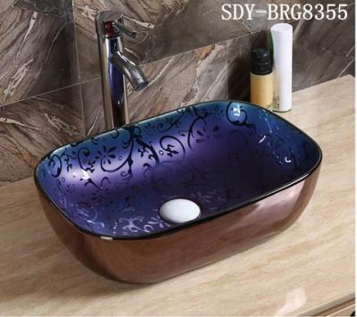 China Mid Century Gold Color Wash Basin Bathroom Ceramic Gold Sinks for sale