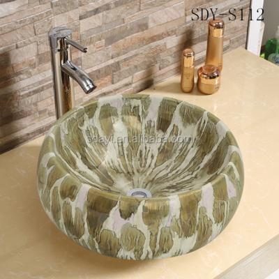 China Traditional Ceramic Marble Basin Cheap Price Sanitary Ware Round Color Marble And Granite Basins for sale