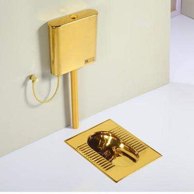 China Without Fender Color WC Toilet Pan Bathroom Public Toilet Gold Color Ceramic Squat Pan for sale