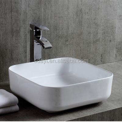 China New Design Easy Clean Ceramic Small Size Slim Edge Bathroom Sink And One Piece Countertop Basin for sale