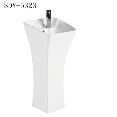 China Modern Ceramic Hand Wash Basin With Free Standing Pedestal Bathroom Pedestal Wash Basin Sink for sale