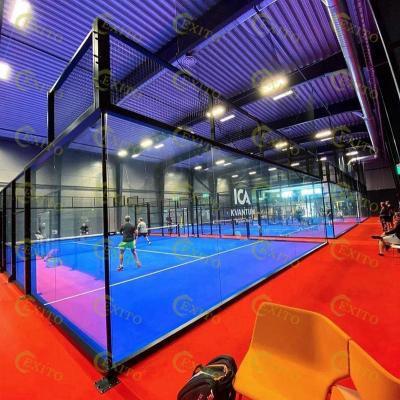 China Durable EXITO 10 Years WPT Factory 2021 New Design Approved Portable Panoramic Padel Tennis Court Hot Sale for sale