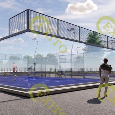 China EXITO WPT Standard Style CE Tempered Glass Panoramic Padel Courts Paddle Tennis For Outdoor Play 10*20m for sale