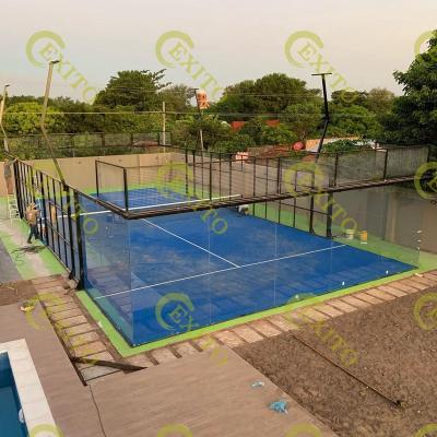 China EXITO has independently designed and produced the Full Outdoor Panoramic Cornerless Padel Court for Sale 10*20m for sale