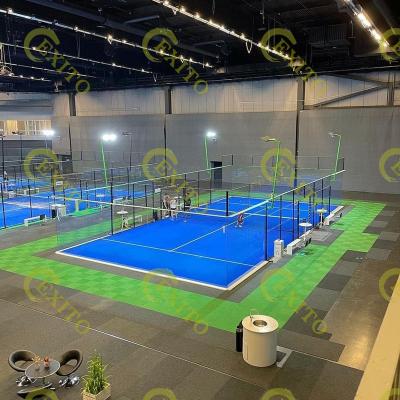 China EXITO Wholesale Assembled Hot-selling Full Sports Panoramic Without Corner Padel Court With Artificial Grass 10*20m for sale