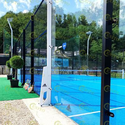 China EXITO Supplier 100*100*3mm Tennis Court Gold Steel Padel Tennis Sports 10*20m Padel Poles for sale