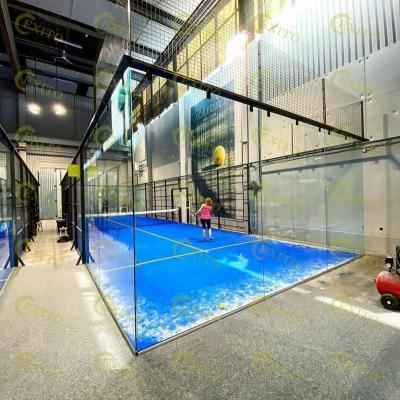 China EXITO Factory Wholesale Paddle Tennis Court Artificial Lawn Panoramic No Corner Padel Tennis Court 10*20m for sale