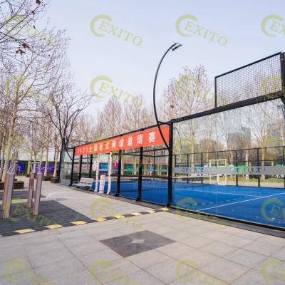 China Durable EXITO 100*100*3mm 200W Led Lighter Factory Price Panoramic Padel Tennis Court For Sports for sale