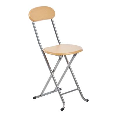 China Foldable Outdoor Wooden Design Dining Chair Portable Wooden Folding Chair Canteen Chair With Metal Legs for sale