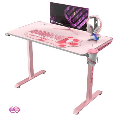 China Younger Design Adjustable Electronic Competition High Quality (Size) Easy To Install Height Adjustable Pink Gaming Desk for sale