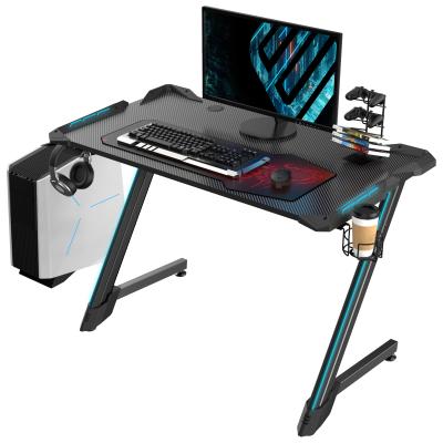 China Other Cool Light E-sports Carbon Fiber Table Top Gaming Style RGB LED Aluminum Alloy Metal Material PC Gaming Desk for sale