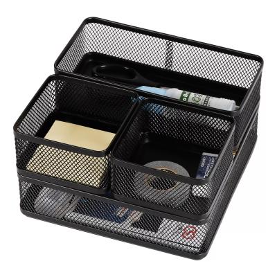 China Strong Wearability Factory Direct OEM Design Office Modern Black Mesh Desk Organizer for sale