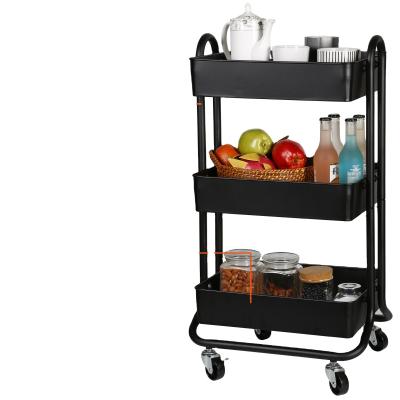 China With 360 Degree Wheel Kitchen/Bathroom Carts Designs Metal Storage Rolling Bar Rack Craft Storage Vegetable Cart for sale