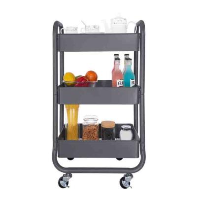 China With 360 Degree Heavy Duty Wheel 3 Tier Square Movable Rolling Cart Storage Rack Storage Cart Shelf For Warehouse Bathroom Bedroom Kitchen for sale