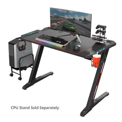 China 2019 Hot Selling Foldable Z Style LED PC Computer Gaming Desk Black for sale