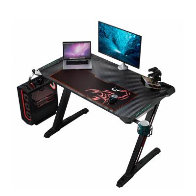 China (Height)Adjustable Designa 2021 Modern Design Z Shape Table PC Computer Gaming Desk With RGB Led Lights for sale