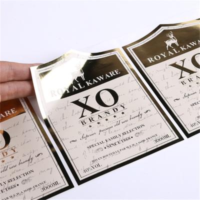 China Disposable custom brandy bottle stickers, cognac label, XO labels, whiskey sticker for sale