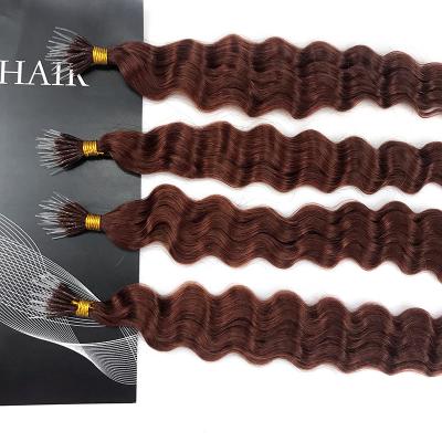 China Raw Loose Wave 33 Color Indian Hair In Deep Wave Micro Beads With Plastic Tip Ring Hair Extensions Nano for sale