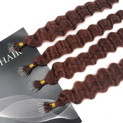 China 100%Human Raw Indian Hair Ring Hair Nano Wave Hair Extensions Deep Tangle Free Deep Wave Hair Ring Hair Extensions for sale