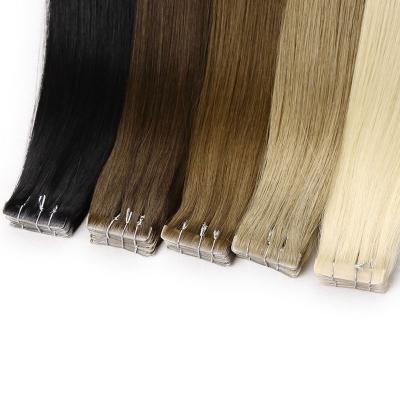 China Silky Straight Wave Best Quality Handtied PU Seamless Skin Weft Injected Invisible Tape Hair Extensions for sale