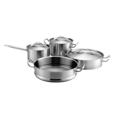 China Sustainable hot sale stainless steel cookware set 4pcs induction with lid for sale