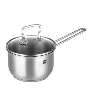 China 20cm Sustainable 304 Stainless Steel Saucepan With Glass Lid Induction for sale