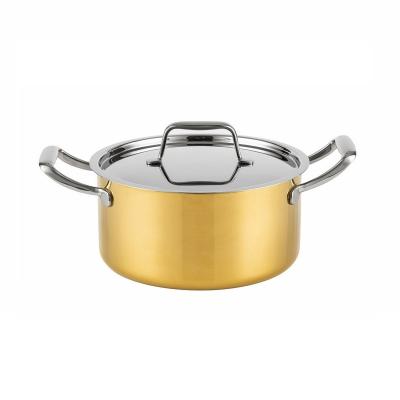 China Sustainable Copper PVD 20cm Plated Stainless Steel Nonstick Soup Pot Triplex Induction for sale