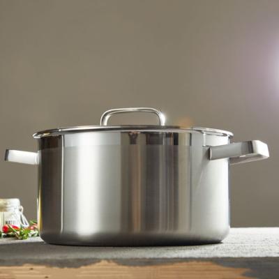 China Sustainable High End Sauce Stew Triple Diameter 20cm Stainless Steel Induction Stock Pot Casserole Pot With Lid for sale