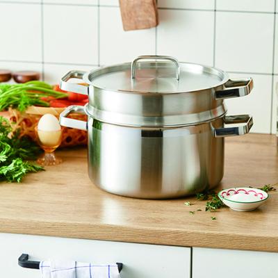 China High Quality Stock Steamer Pot Model Sustainable Capacity Cooking Steamer Pot Large Double Handle for sale