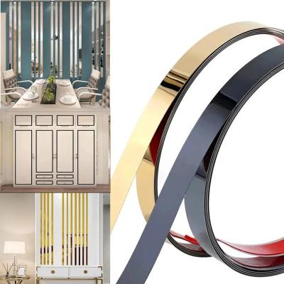 China Modern Factory Customized Flat Metal Stainless Steel Trim Self Adhesive Strip For Wall and Ceiling Decoration for sale