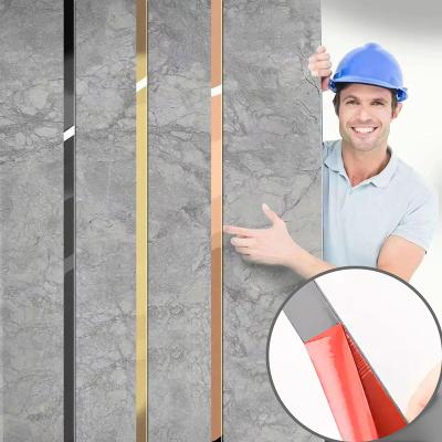 China Modern Stainless Steel Metal Polished Flat Self Adhesive Strip Wall Metal Trim For Wardrobe Decoration for sale