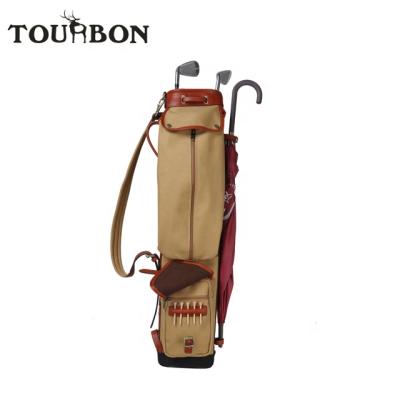 China Free Shipping Canvas TOURBON Single Shoulder Vintage Canvas Leather Golf Carry Bag for sale