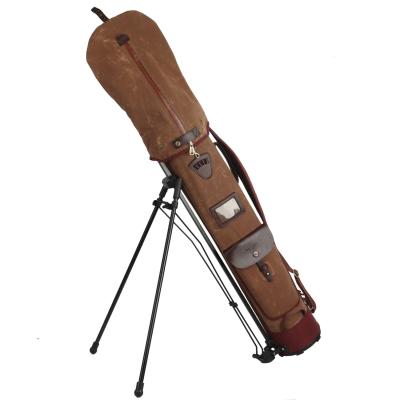 China Tourbon Custom Canvas Lightweight GENUINE LEATHER Golf Rack Bag With 8 Way Divider for sale