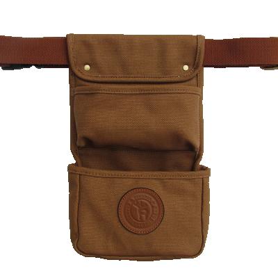 China Canvas and Soft Genuine Leather and Light Leather Holding Belt Hunting Trap Cartridge Ammo Bag Slingshot Bag for sale