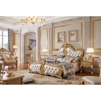 China Fashion Classic Royal Luxury European Style Ornate Solid Wood Hand Carved Headboard Bedroom Furniture Bedroom Set for sale