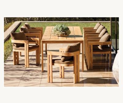 China Teak Outdoor Furniture Outdoor Patio Garden Dining Set Solid Wood Dining Table and Chairs Set for sale