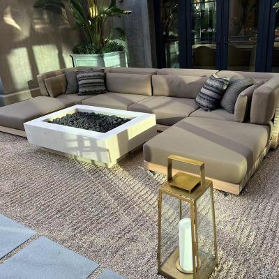 China 2023 weather outdoor furniture hot sale modern luxury teak garden wooden sofas sets outdoor furniture for sale