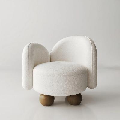 China Italy Design Modern Nordic Artificial Leisure Teddy Wool Art Wood Base Cute Living Room Sofa Chair for sale