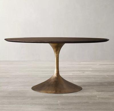 China Modern Luxury Natural Oak Furniture Home Room Metal Base Log Dining Room Tables for sale