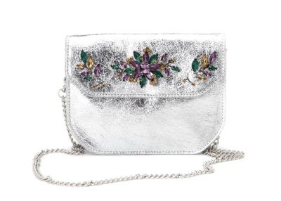 China Metallic Leather Crystal Clutch for sale