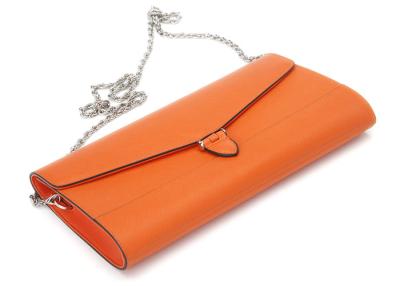 China Fashion Orange Leather Envelope Clutch Bags with Microfibre Lining for sale