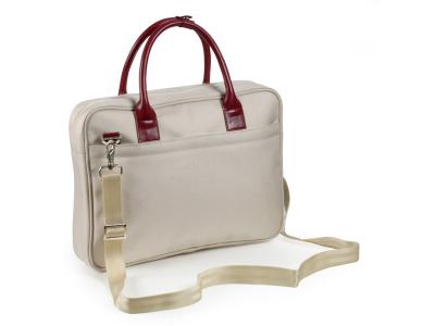 China Off White Ladies Laptop Handbag in Nylon , Genuine SheepSkin Handles for sale