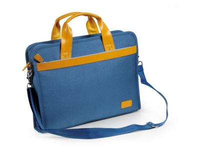 China Fashion Blue Nylon Bag with Leather Handles for Laptop / Notebook for sale