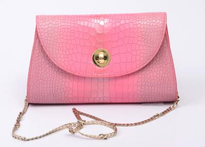 China Custom Bicolor Croco Embossed Leather Clutch Bags for Ladies , Girls for sale