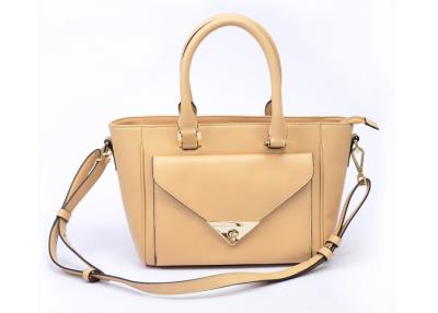 China Detachable Shoulder Strap Beige Leather Handbags for Girls , Ladies for sale