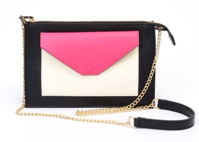 China Small Leather Envelope Clutch Ladies Leather Handbags in Black , White and Pink for sale