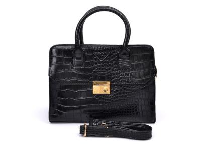 China Black oversized Womens Leather Tote Bags , Croco Embossed Pattern for sale